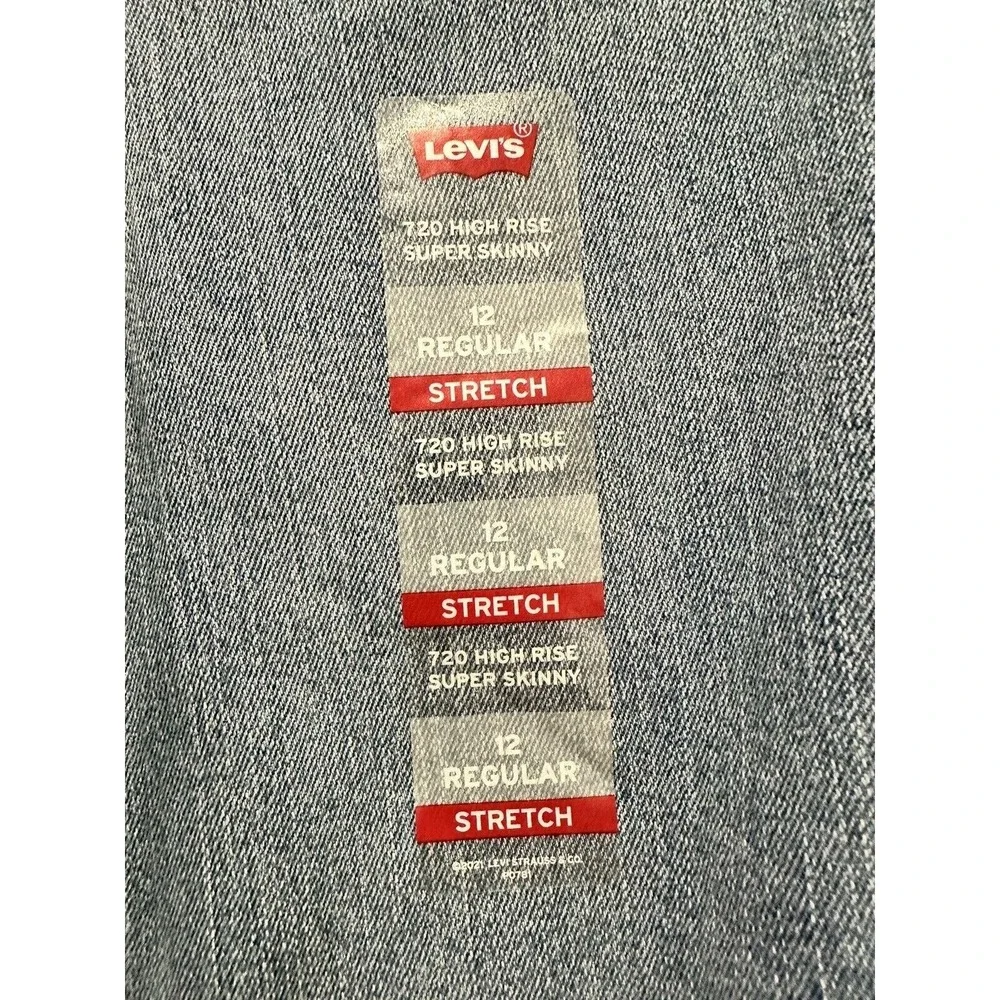Levis‎ Girls 720 High Rise Super Skinny Jeans Blue Stretch Denim Size 12 Regular